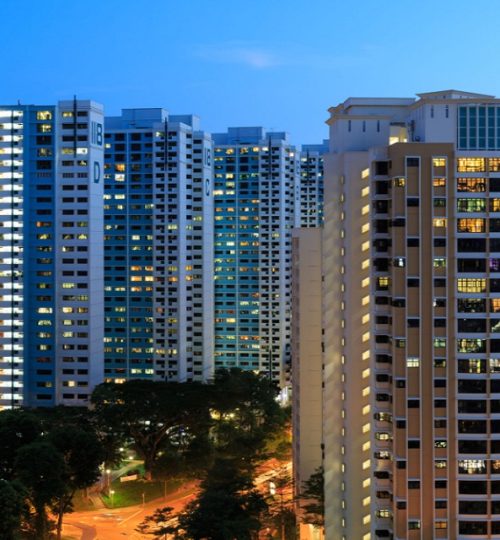 Singapore-05 MAY 2018: Singapore high density HDB residential building night view